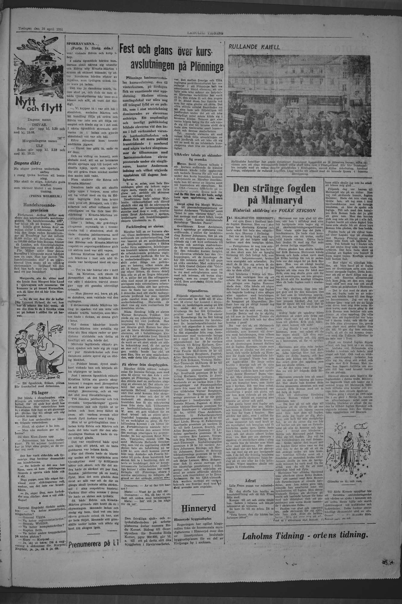 Laholms Tidning Tisdag 10 april 1951, sida 5