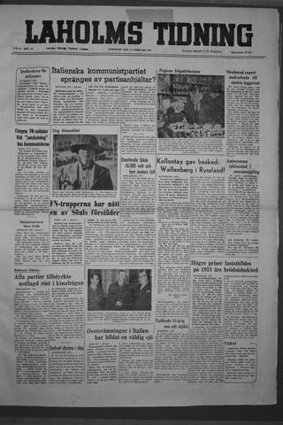 Förstasidan, Lördag 10 februari 1951