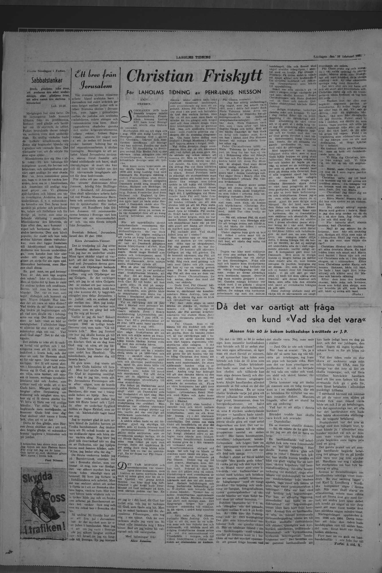 Laholms Tidning Lördag 10 februari 1951, sida 6