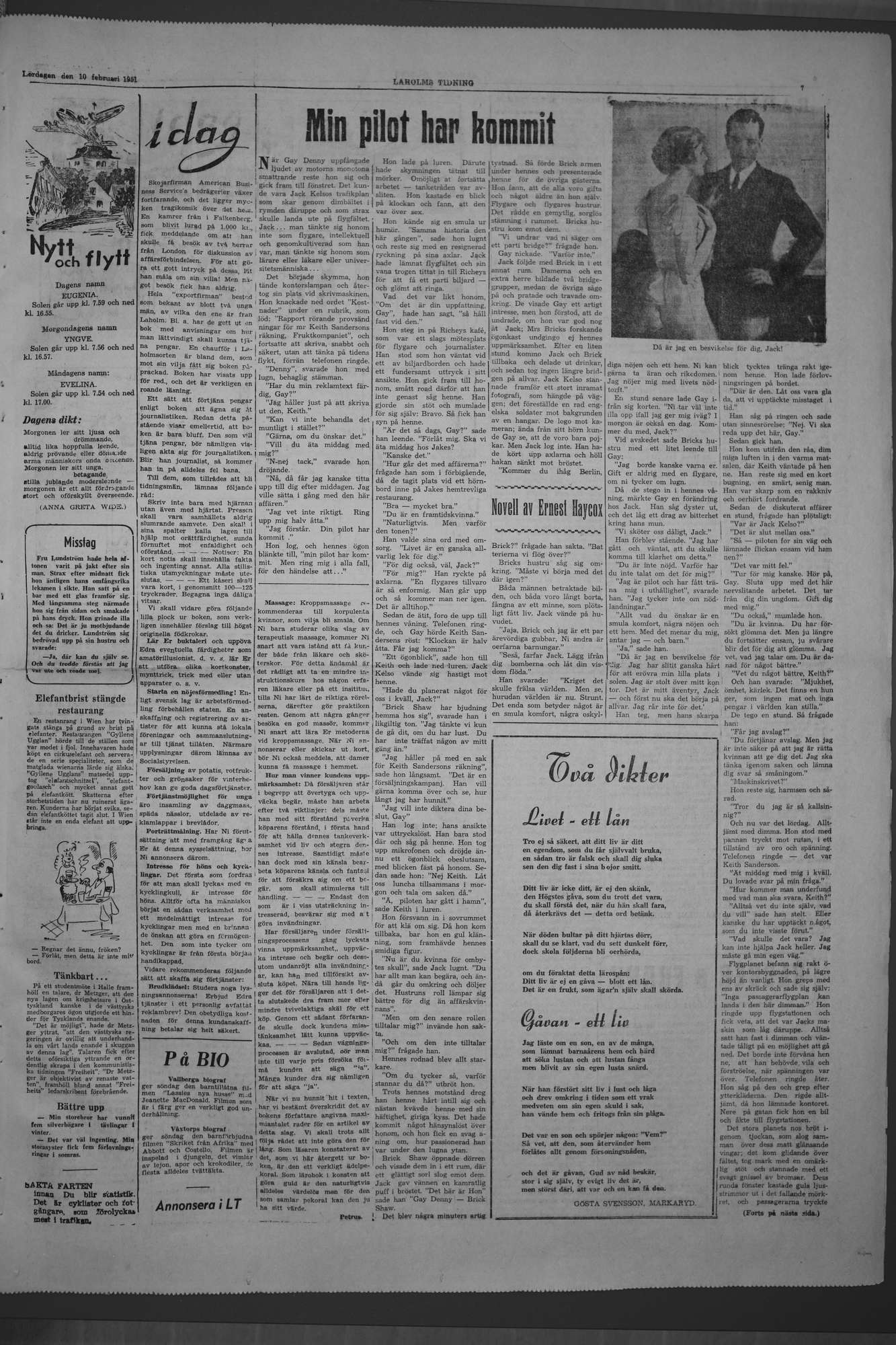 Laholms Tidning Lördag 10 februari 1951, sida 7