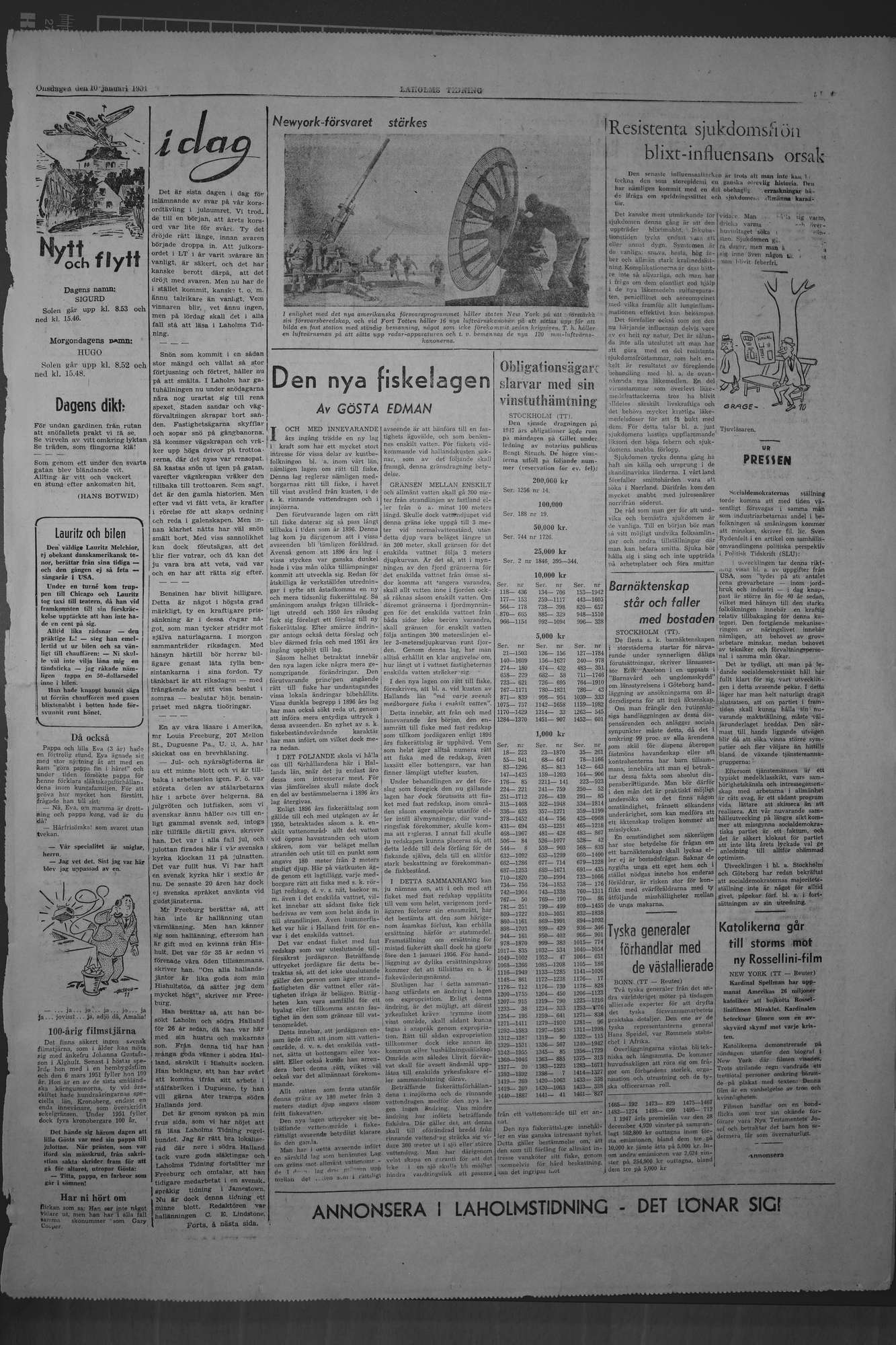Laholms Tidning Onsdag 10 januari 1951, sida 5