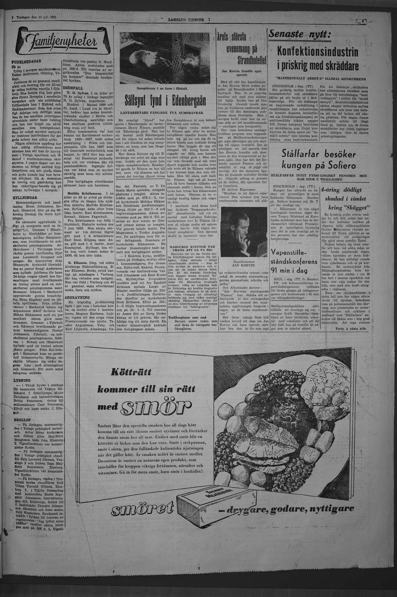 Laholms Tidning Tisdag 10 juli 1951, sida 3