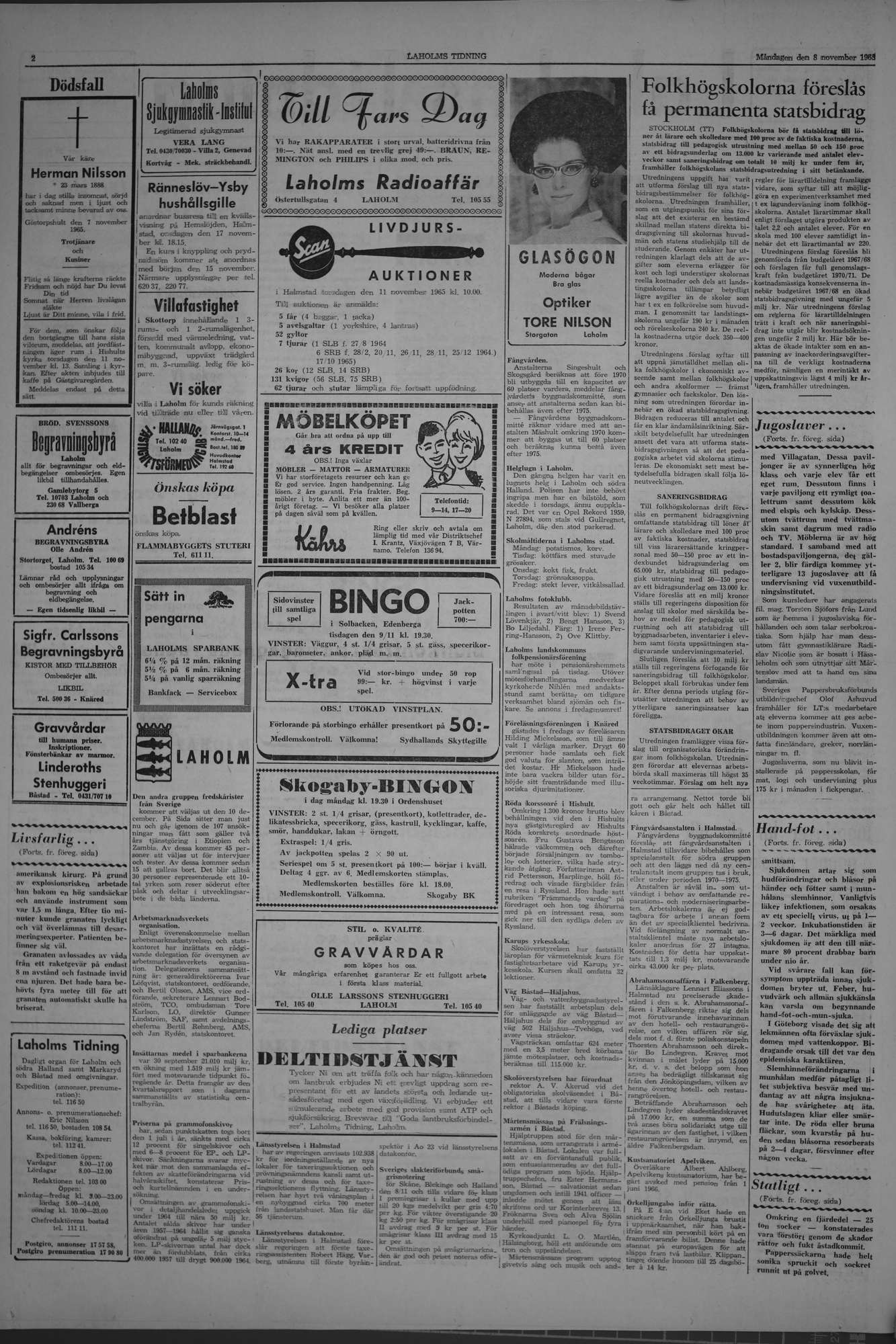 Laholms Tidning Måndag 8 november 1965, sida 2