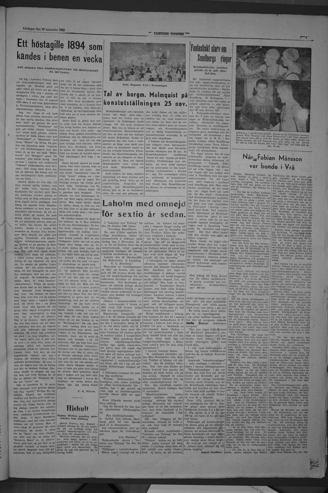 Laholms Tidning Lördag 10 november 1951, sida 5