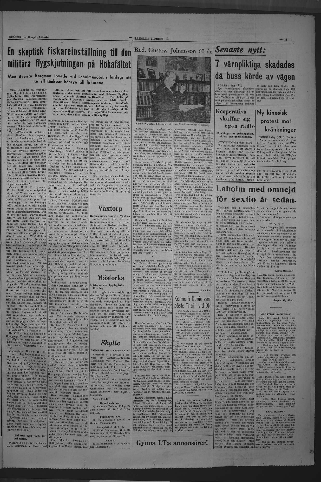 Laholms Tidning Måndag 10 september 1951, sida 3