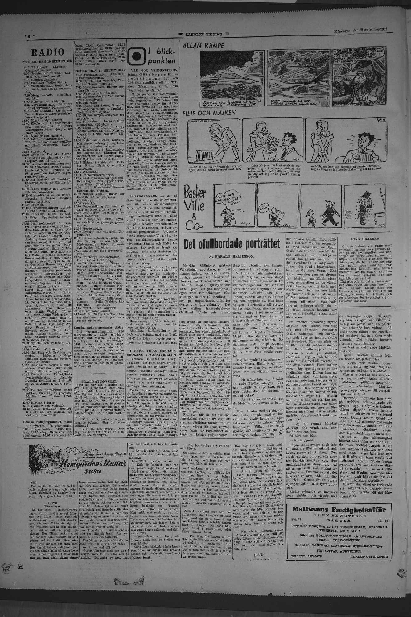 Laholms Tidning Måndag 10 september 1951, sida 6