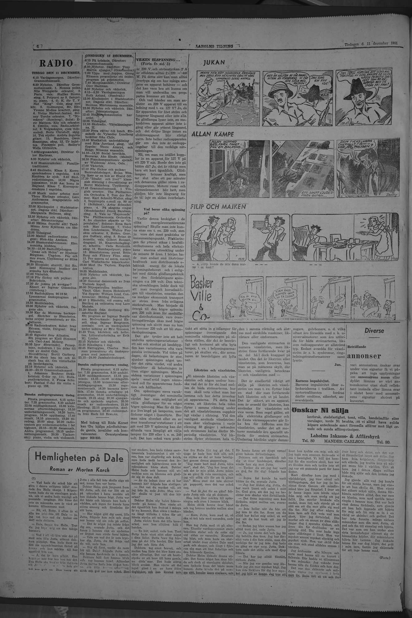 Laholms Tidning Tisdag 11 december 1951, sida 6