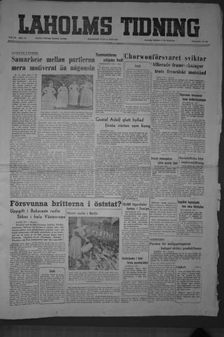 Förstasidan, Måndag 11 juni 1951
