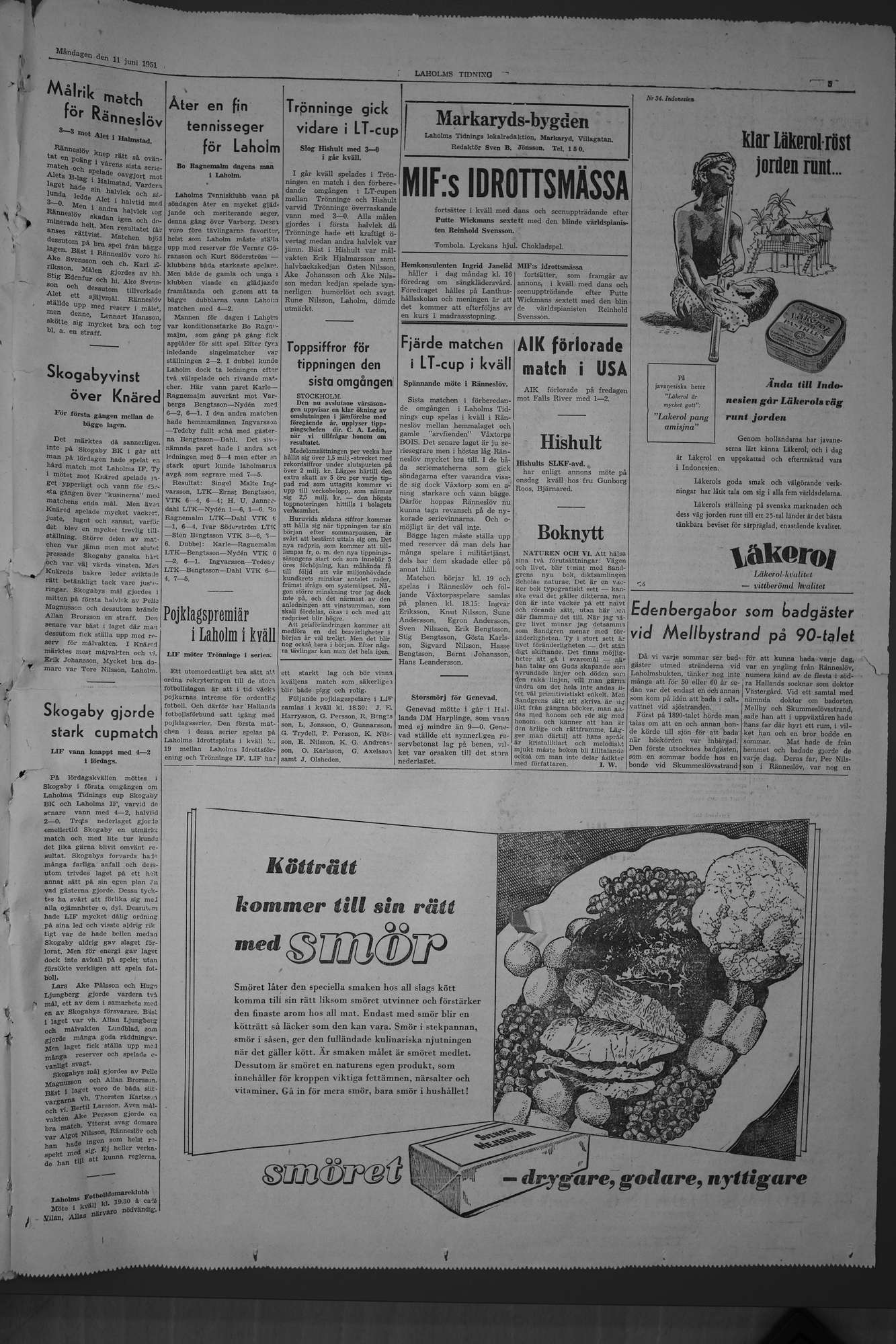 Laholms Tidning Måndag 11 juni 1951, sida 5