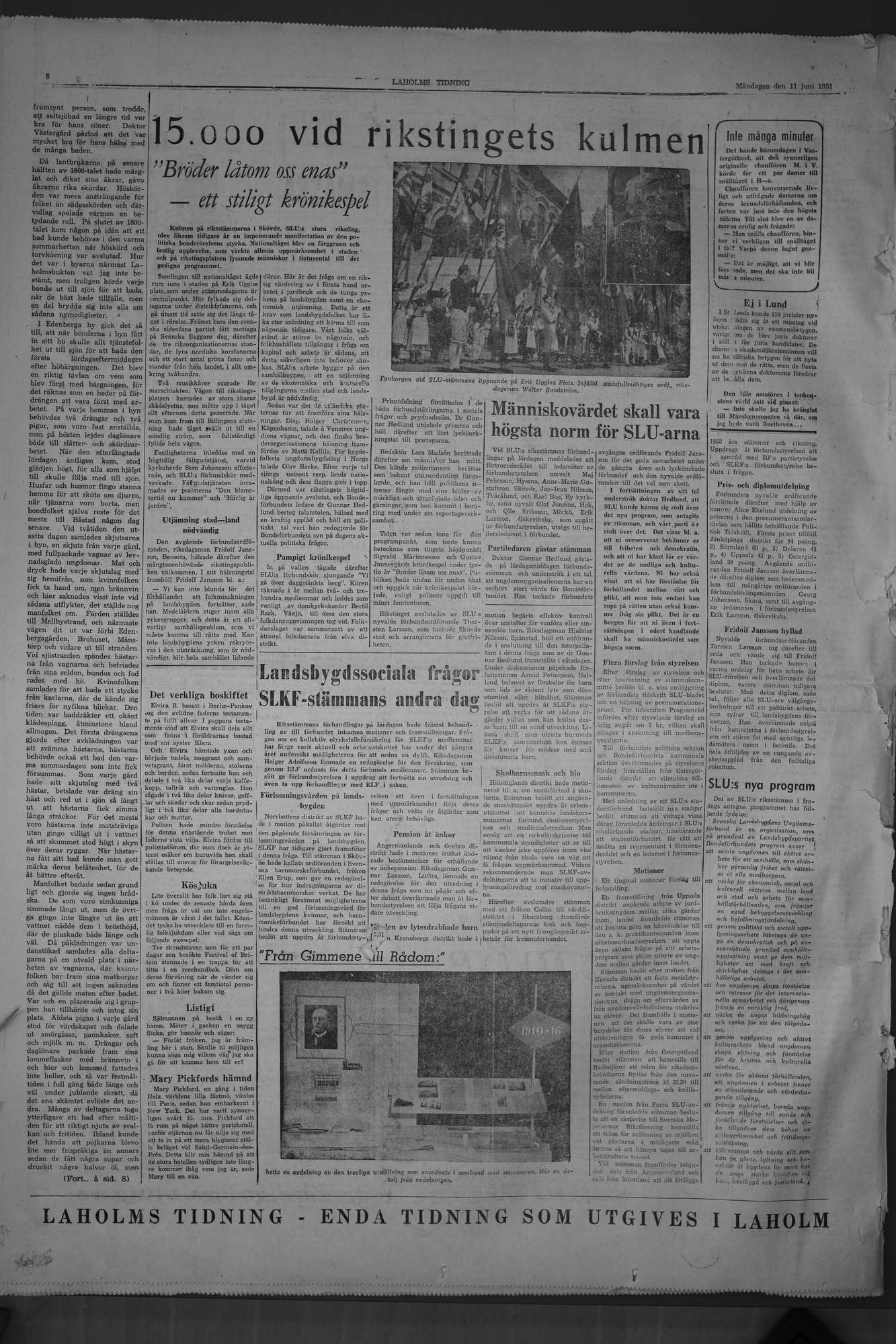 Laholms Tidning Måndag 11 juni 1951, sida 6