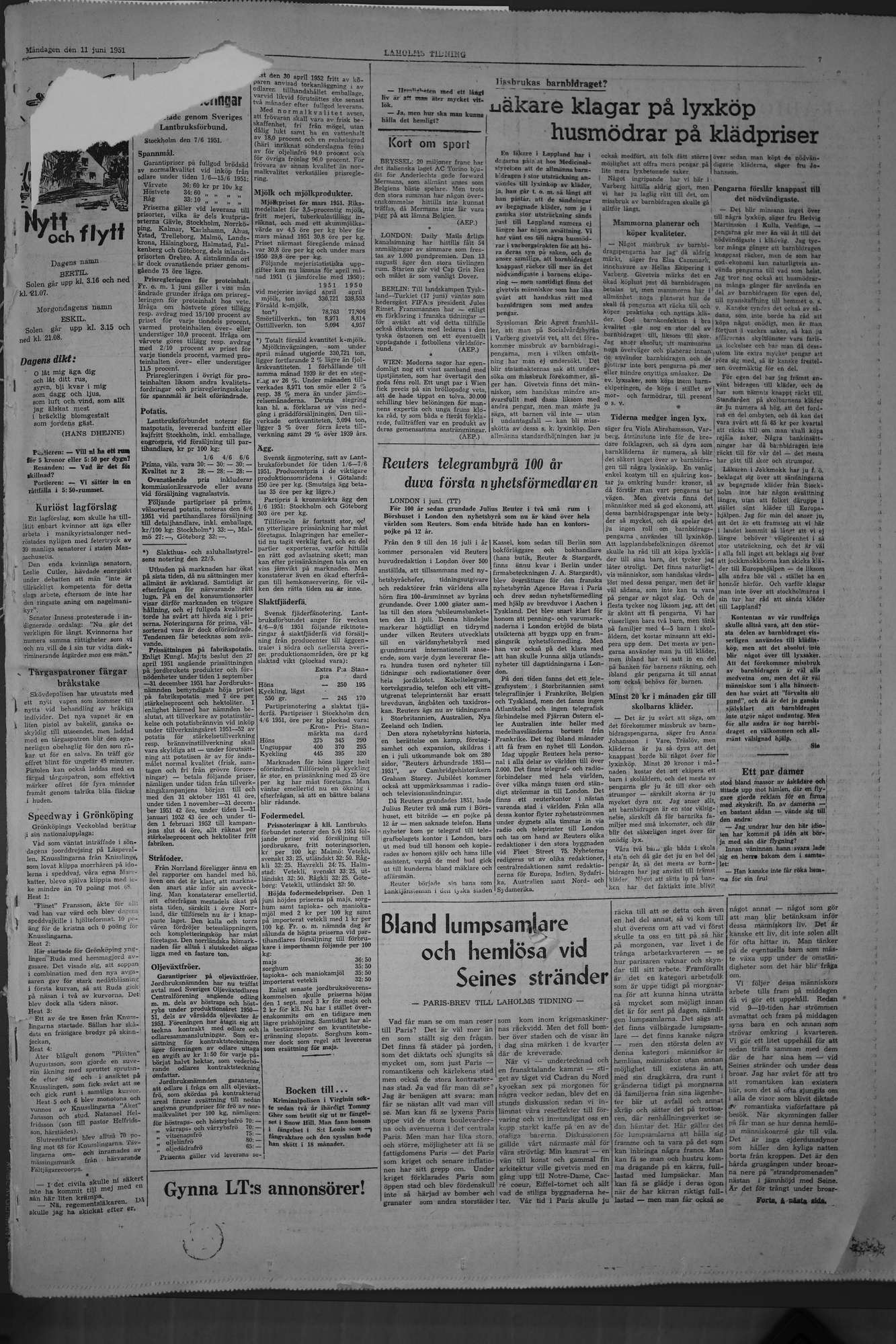Laholms Tidning Måndag 11 juni 1951, sida 7