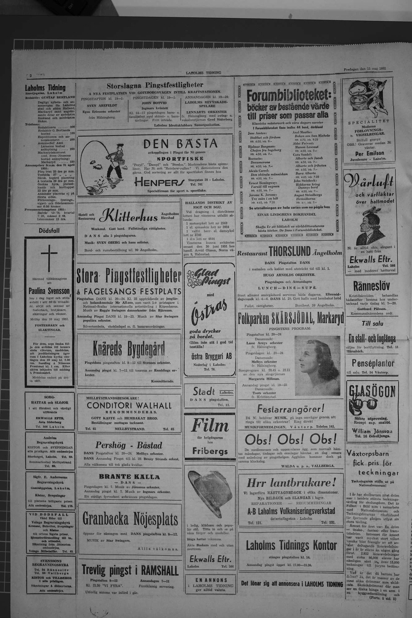Laholms Tidning Fredag 11 maj 1951, sida 2