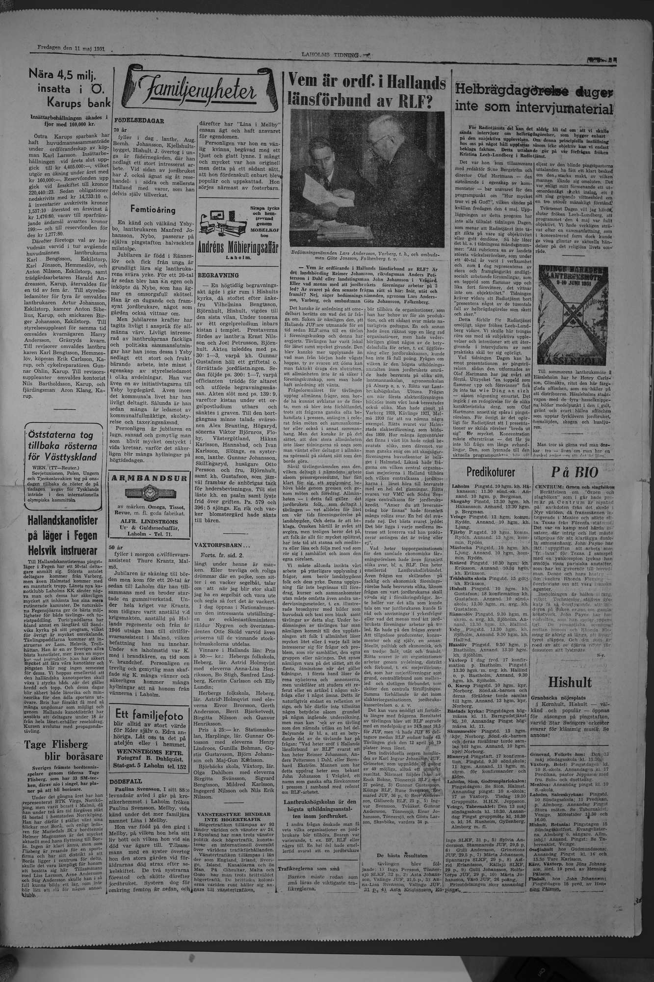 Laholms Tidning Fredag 11 maj 1951, sida 5