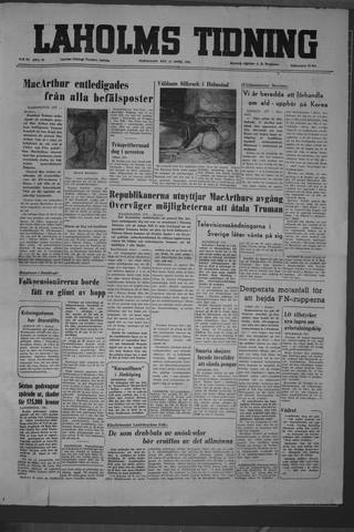 Förstasidan, Torsdag 12 april 1951
