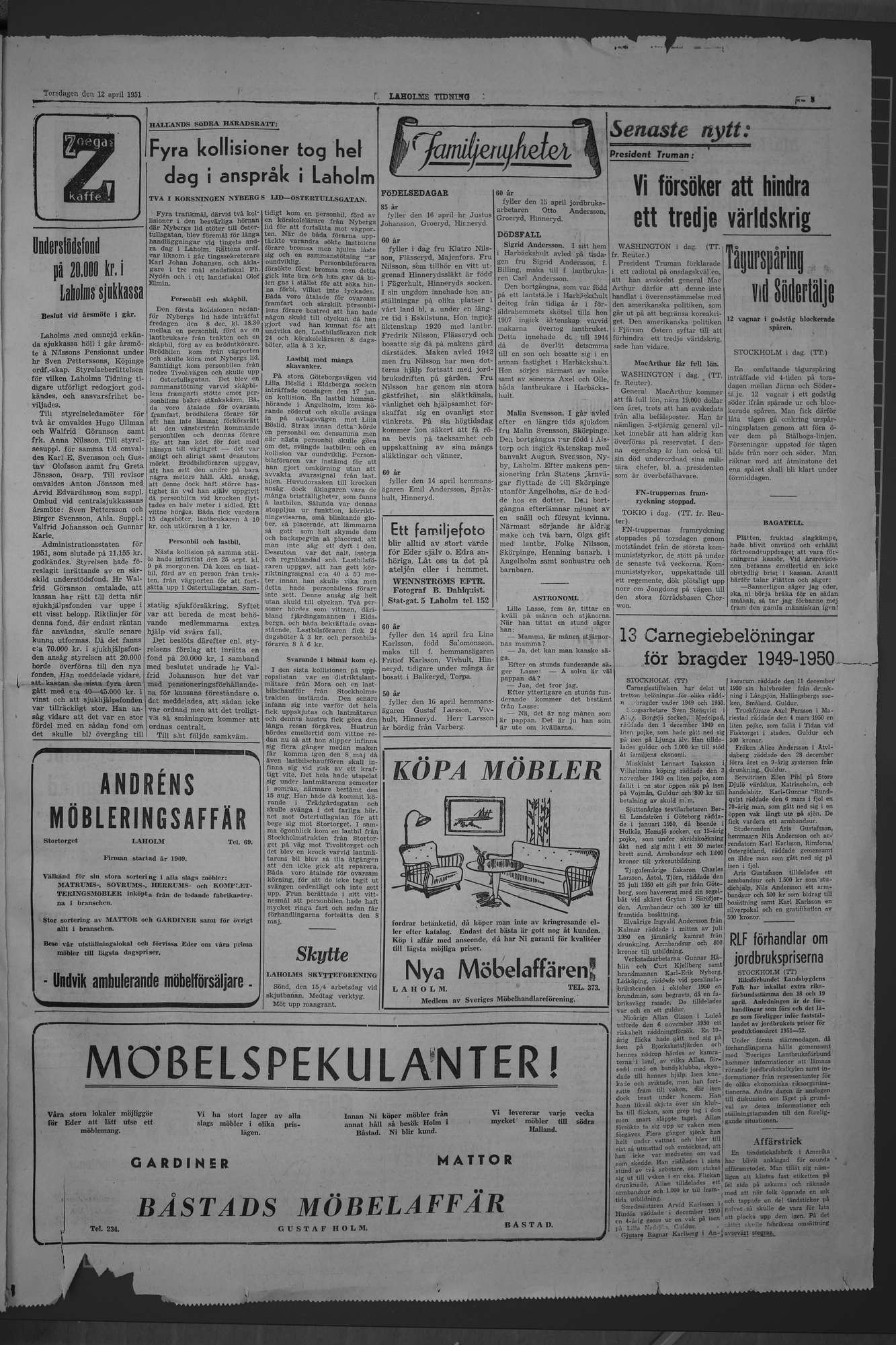 Laholms Tidning Torsdag 12 april 1951, sida 3