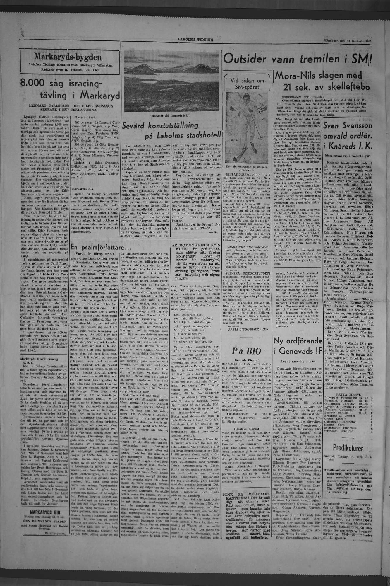 Laholms Tidning Måndag 12 februari 1951, sida 4