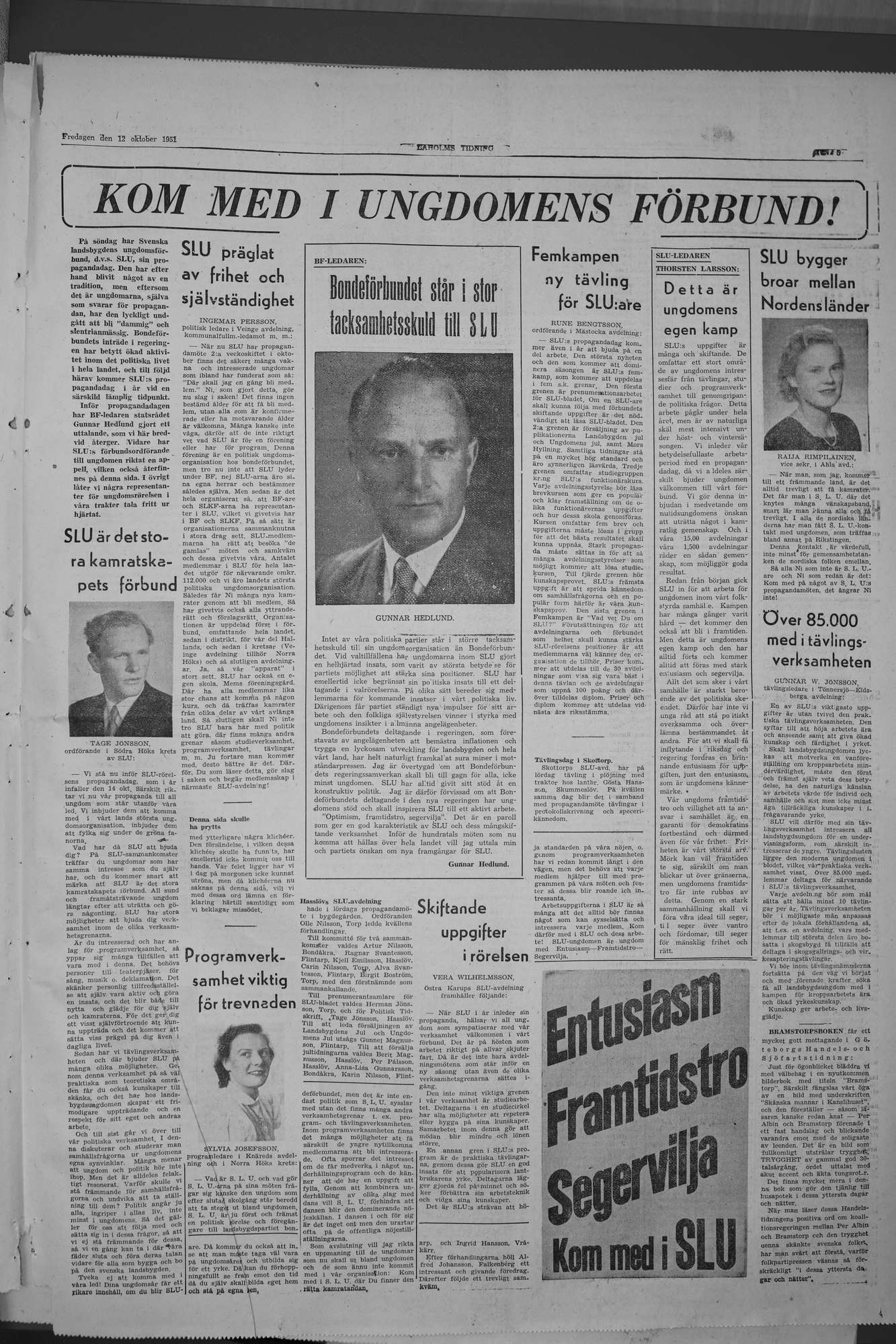 Laholms Tidning Fredag 12 oktober 1951, sida 5