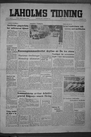 Förstasidan, Onsdag 12 september 1951