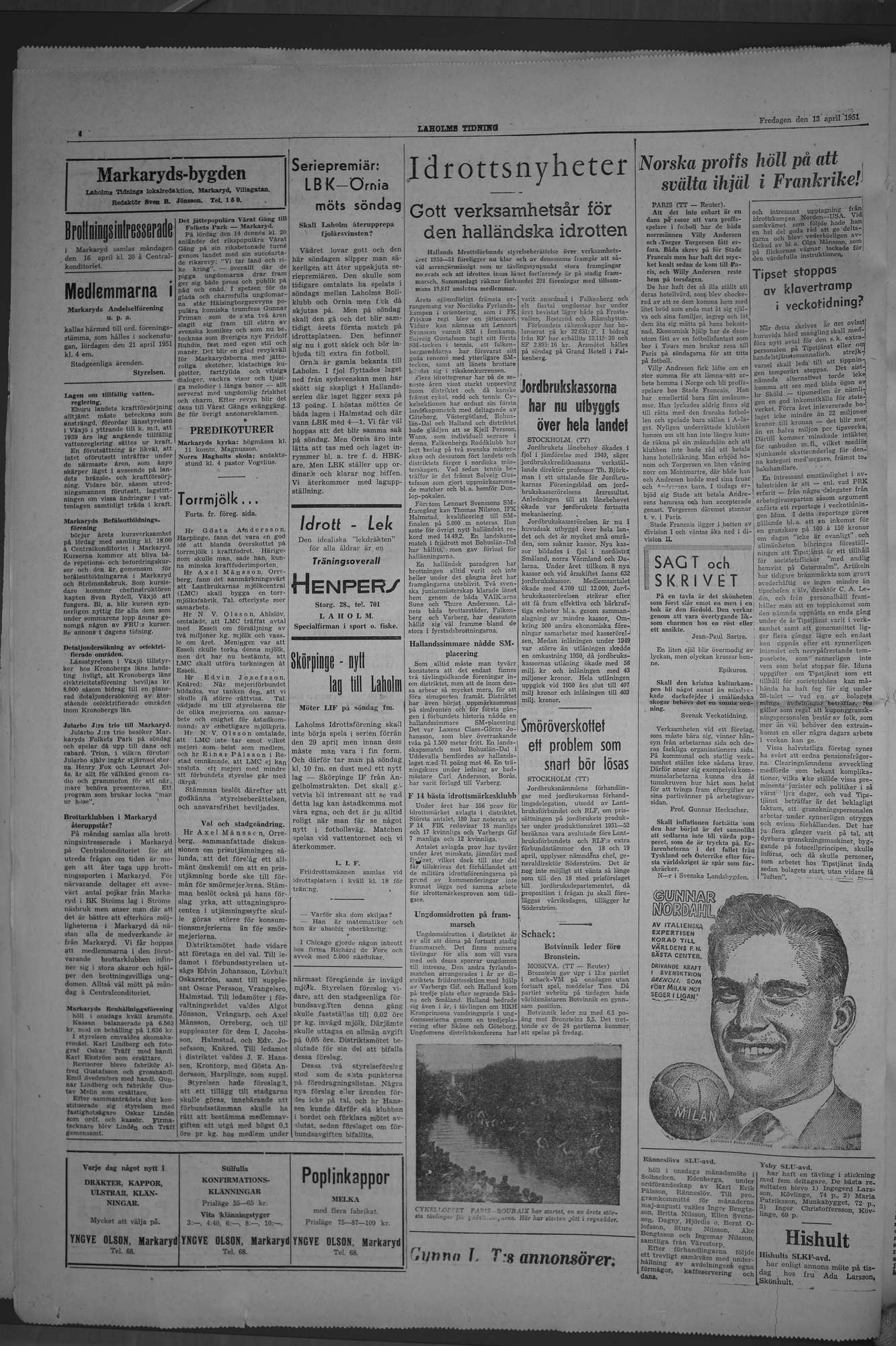 Laholms Tidning Fredag 13 april 1951, sida 4