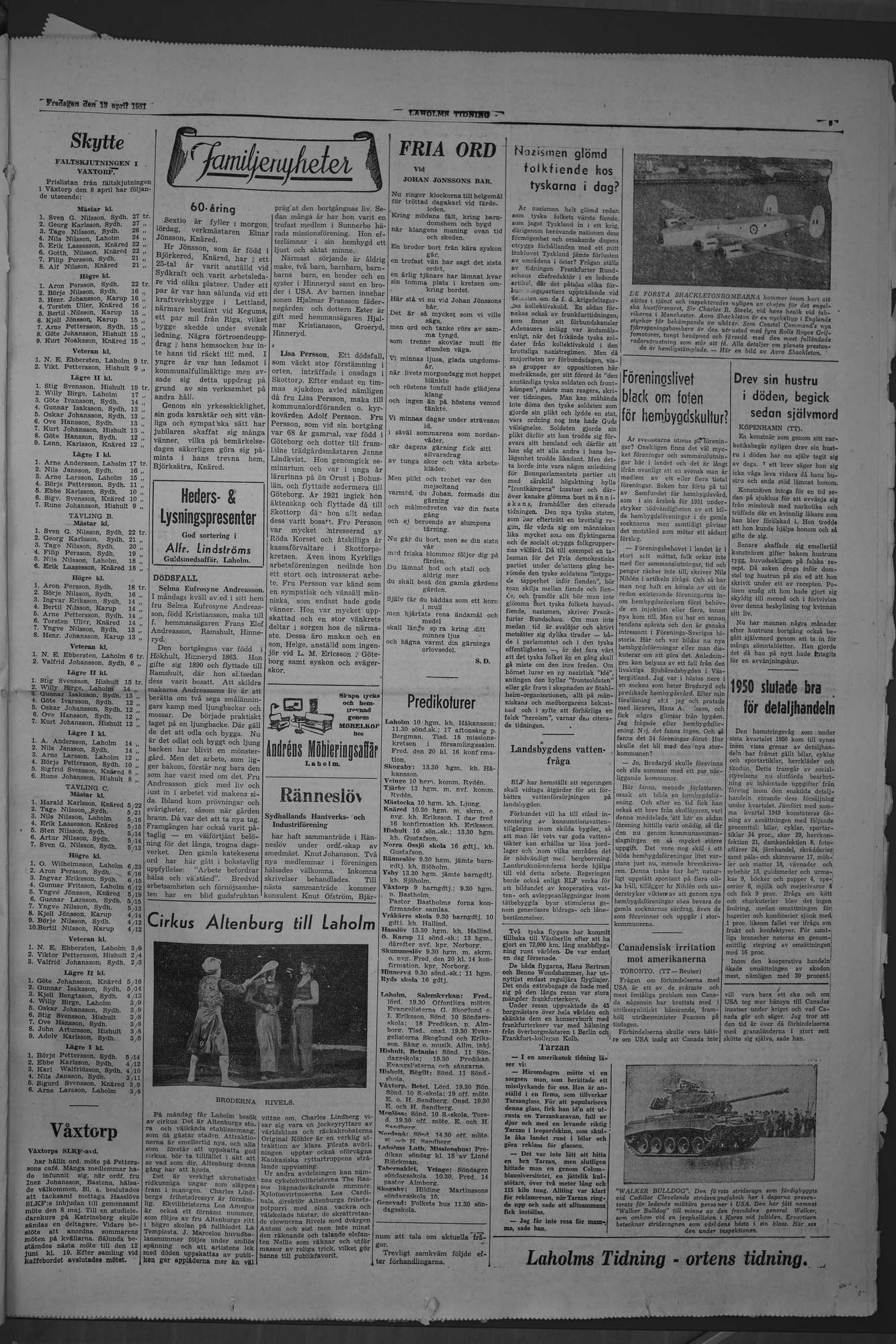 Laholms Tidning Fredag 13 april 1951, sida 5