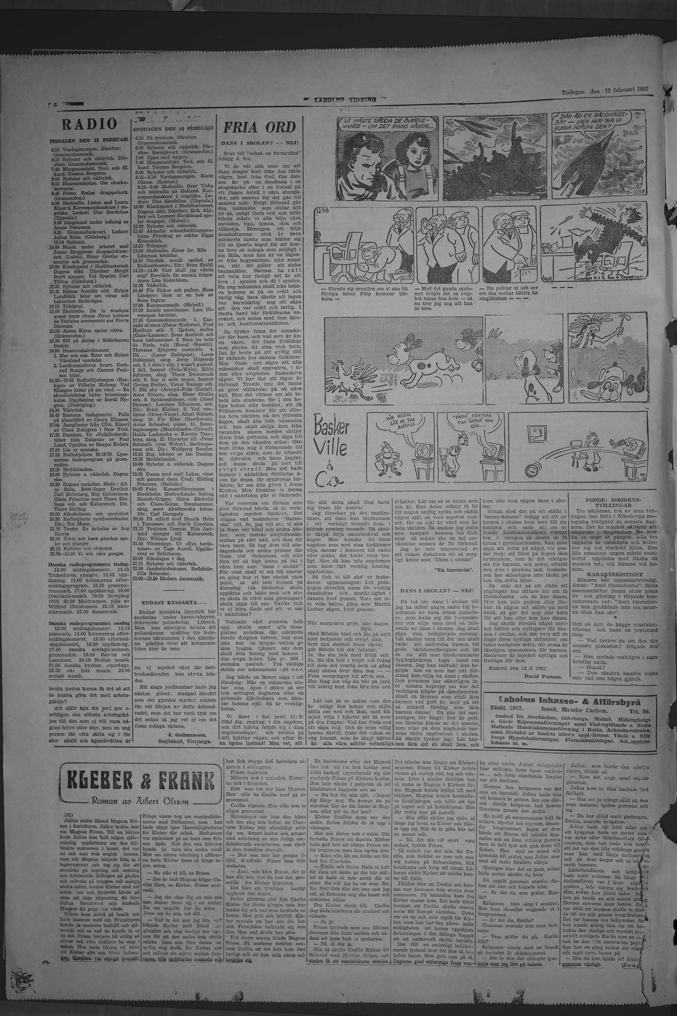 Laholms Tidning Tisdag 13 februari 1951, sida 6