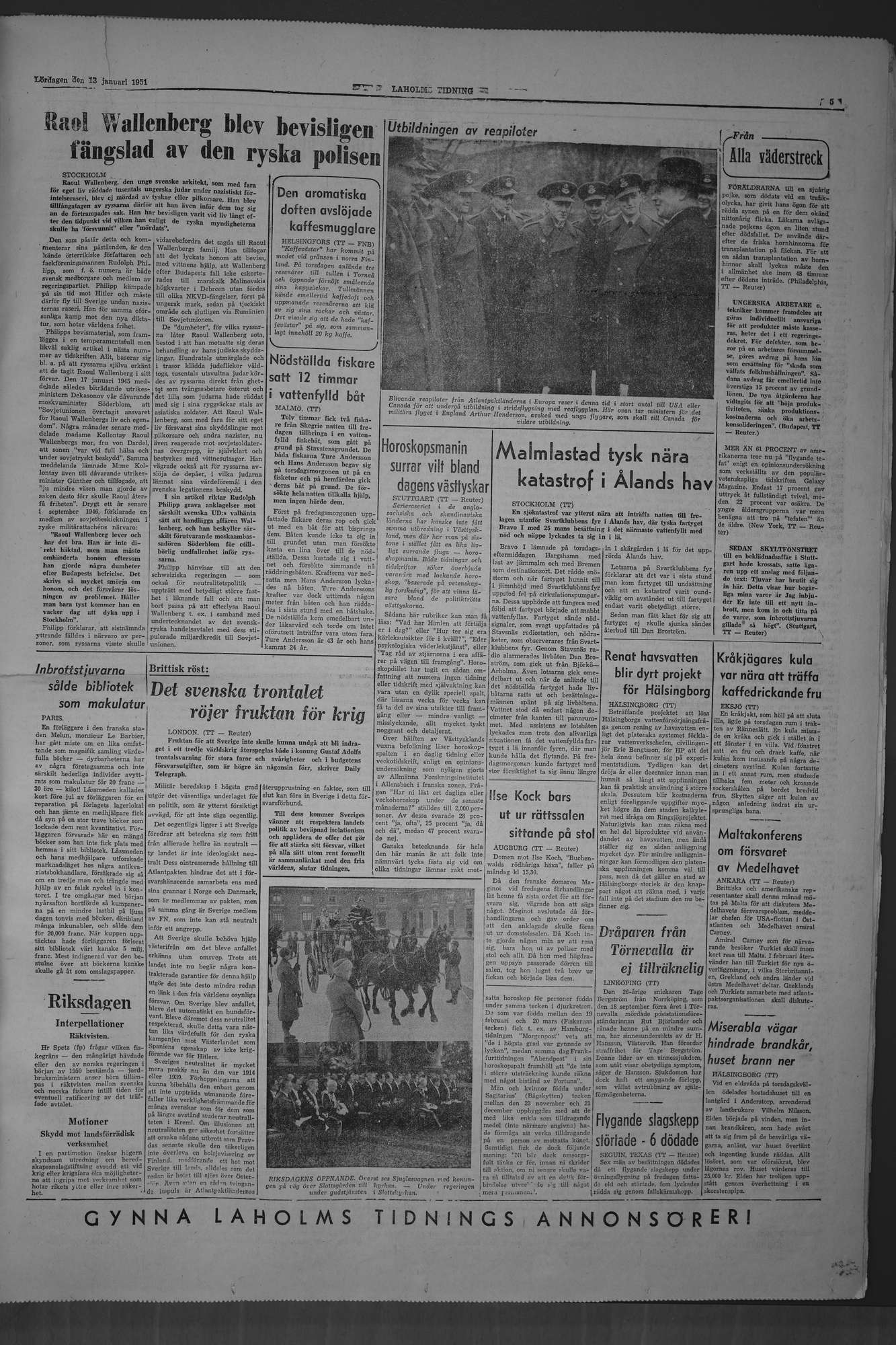 Laholms Tidning Lördag 13 januari 1951, sida 5