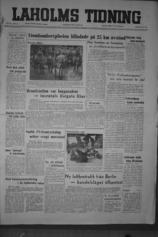 Förstasidan, Onsdag 13 juni 1951