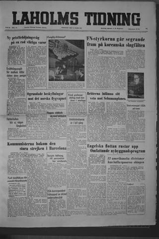 Förstasidan, Tisdag 13 mars 1951