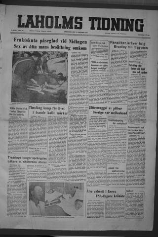 Förstasidan, Lördag 13 oktober 1951