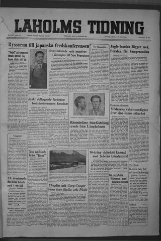 Förstasidan, Tisdag 14 augusti 1951