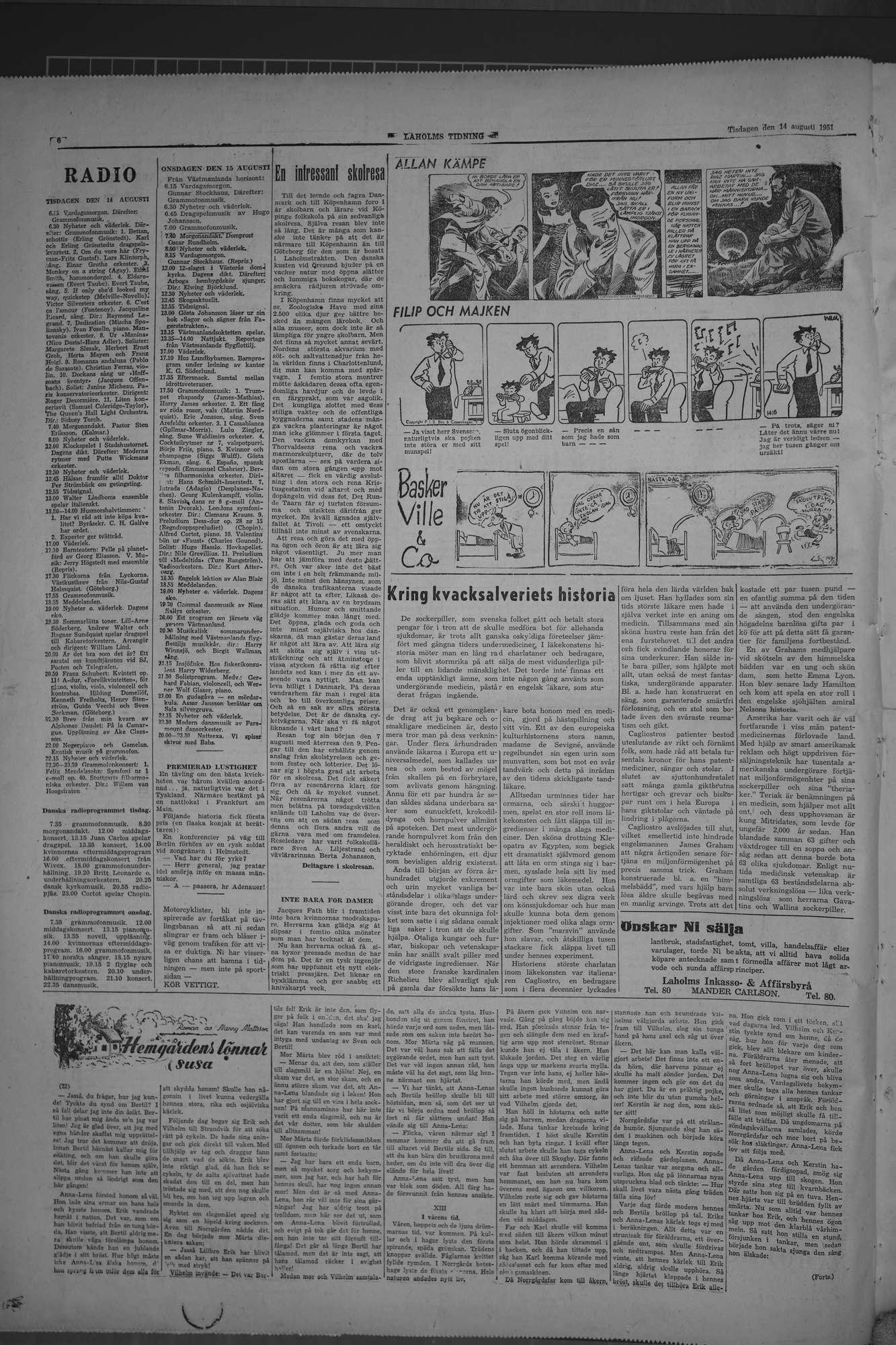 Laholms Tidning Tisdag 14 augusti 1951, sida 6