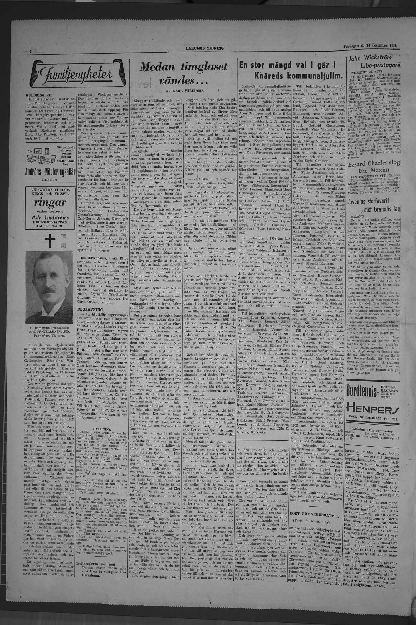 Laholms Tidning Fredag 14 december 1951, sida 4