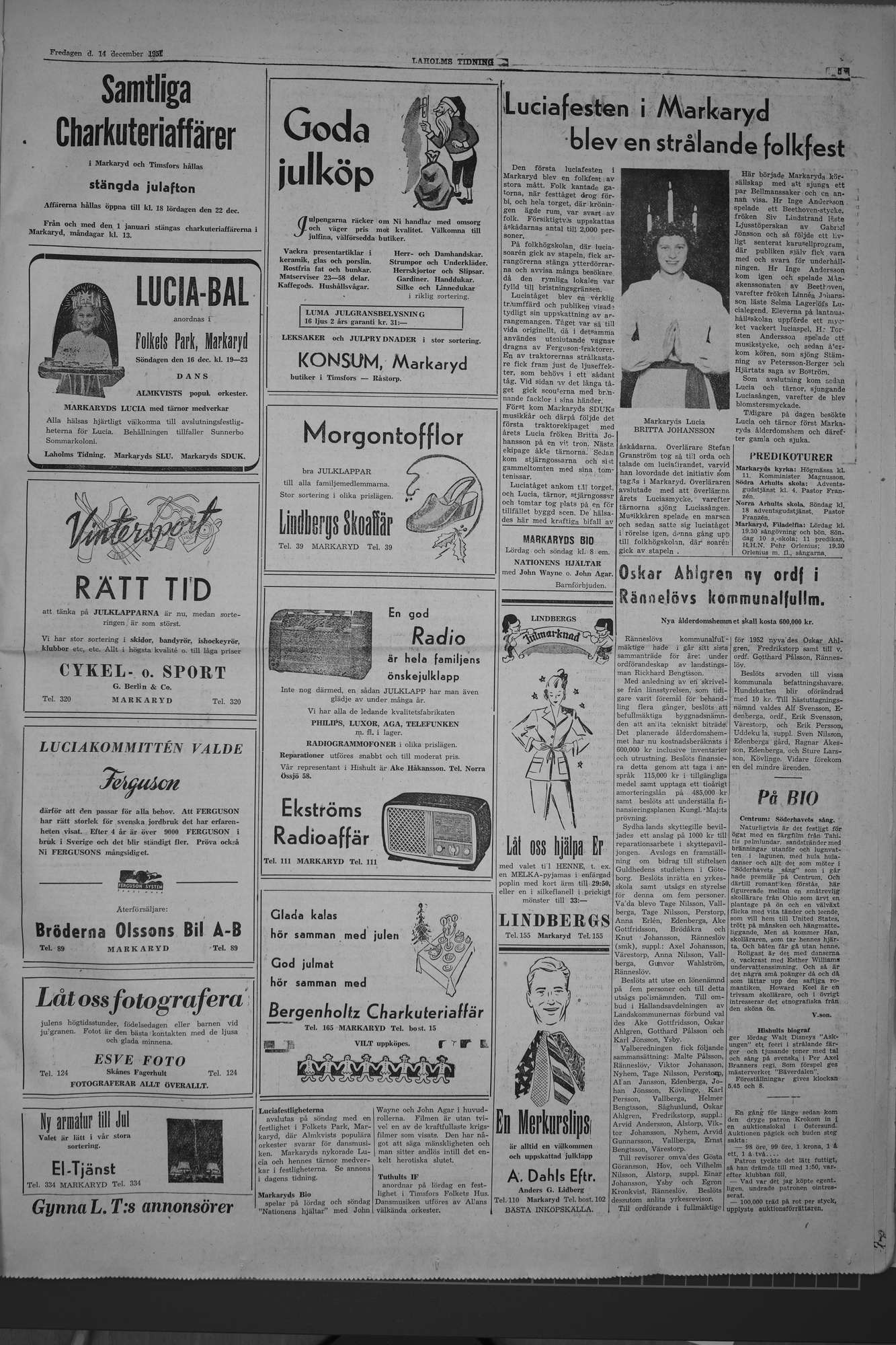 Laholms Tidning Fredag 14 december 1951, sida 5