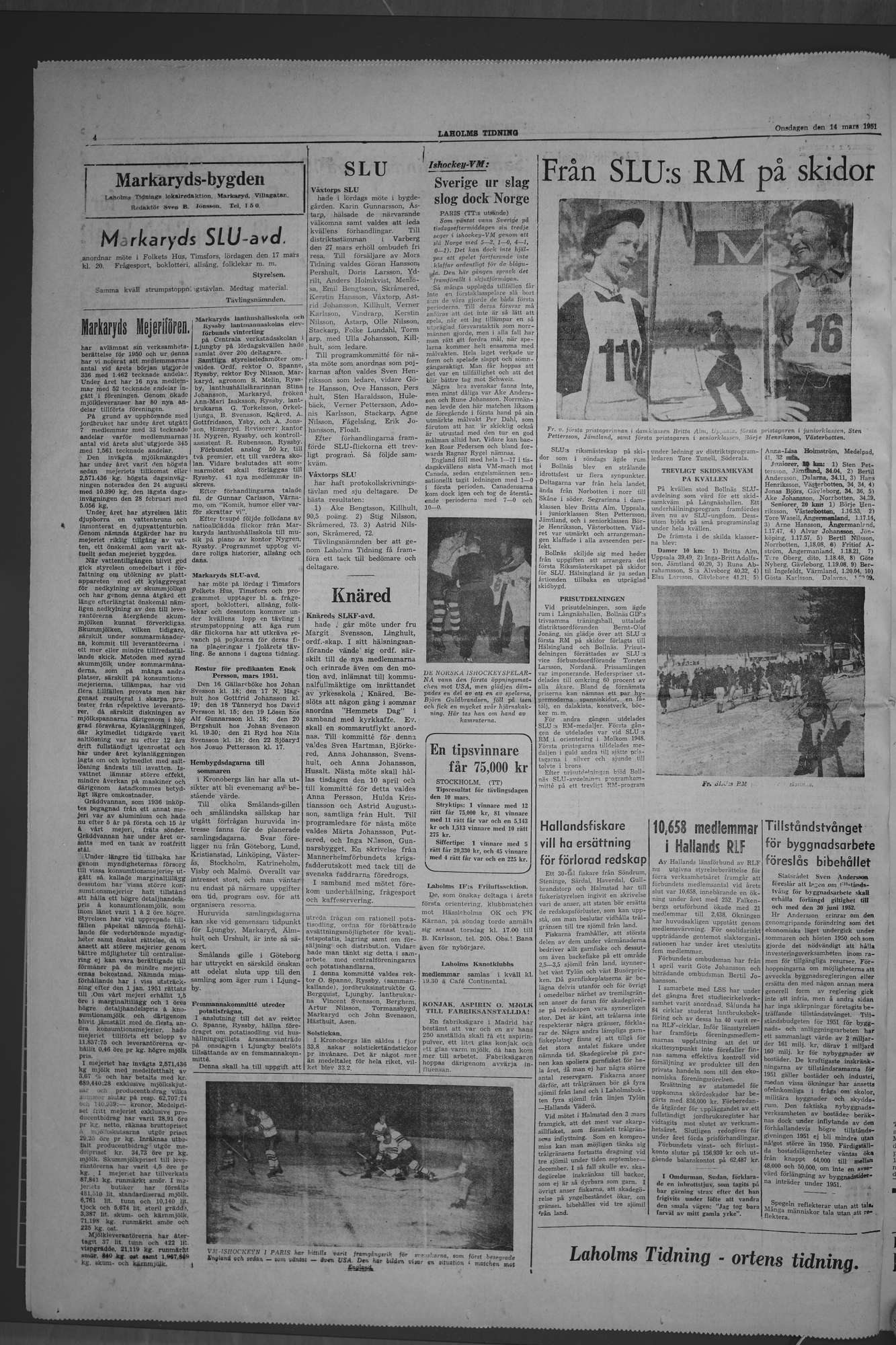 Laholms Tidning Onsdag 14 mars 1951, sida 4