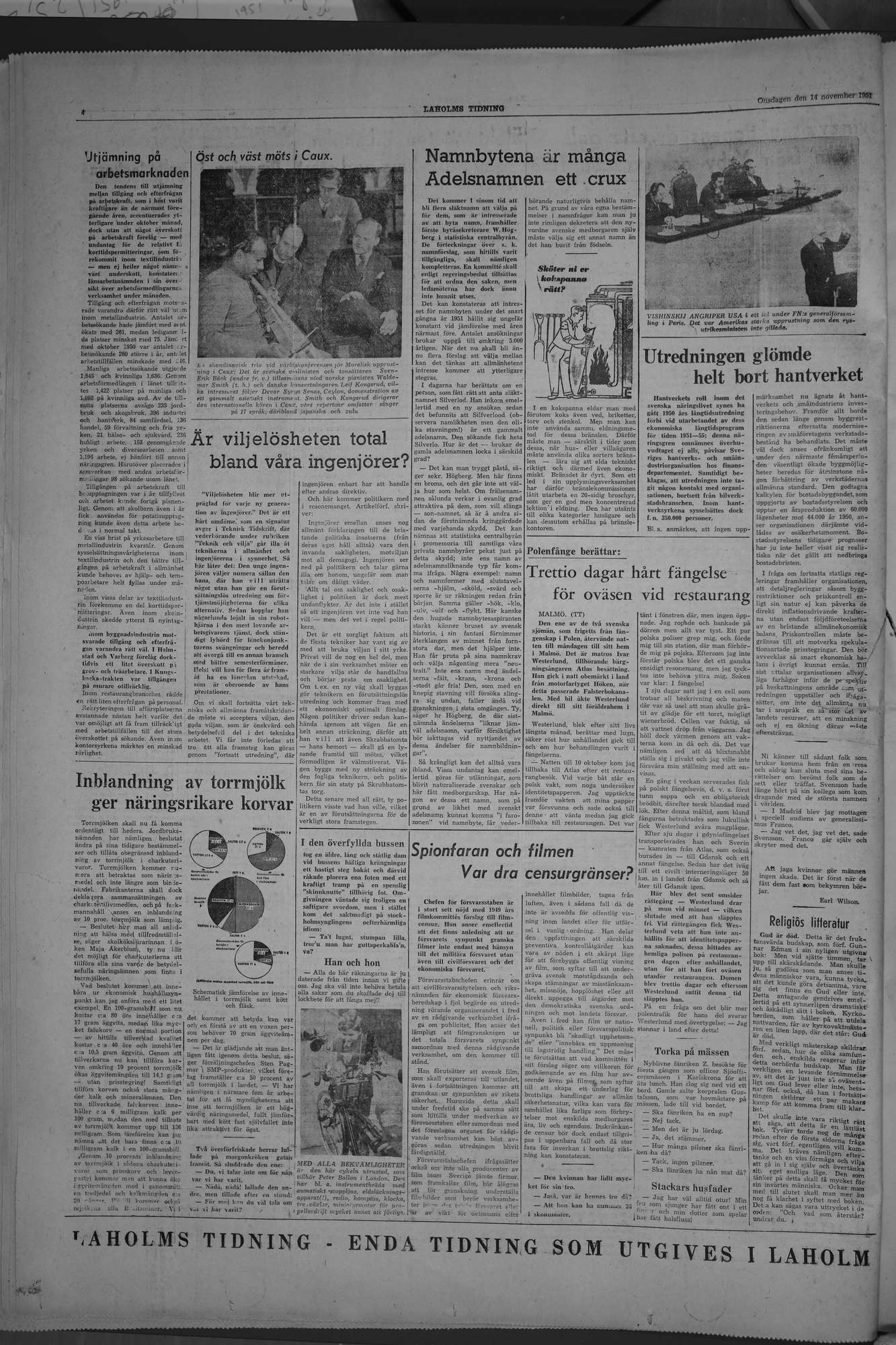 Laholms Tidning Onsdag 14 november 1951, sida 4