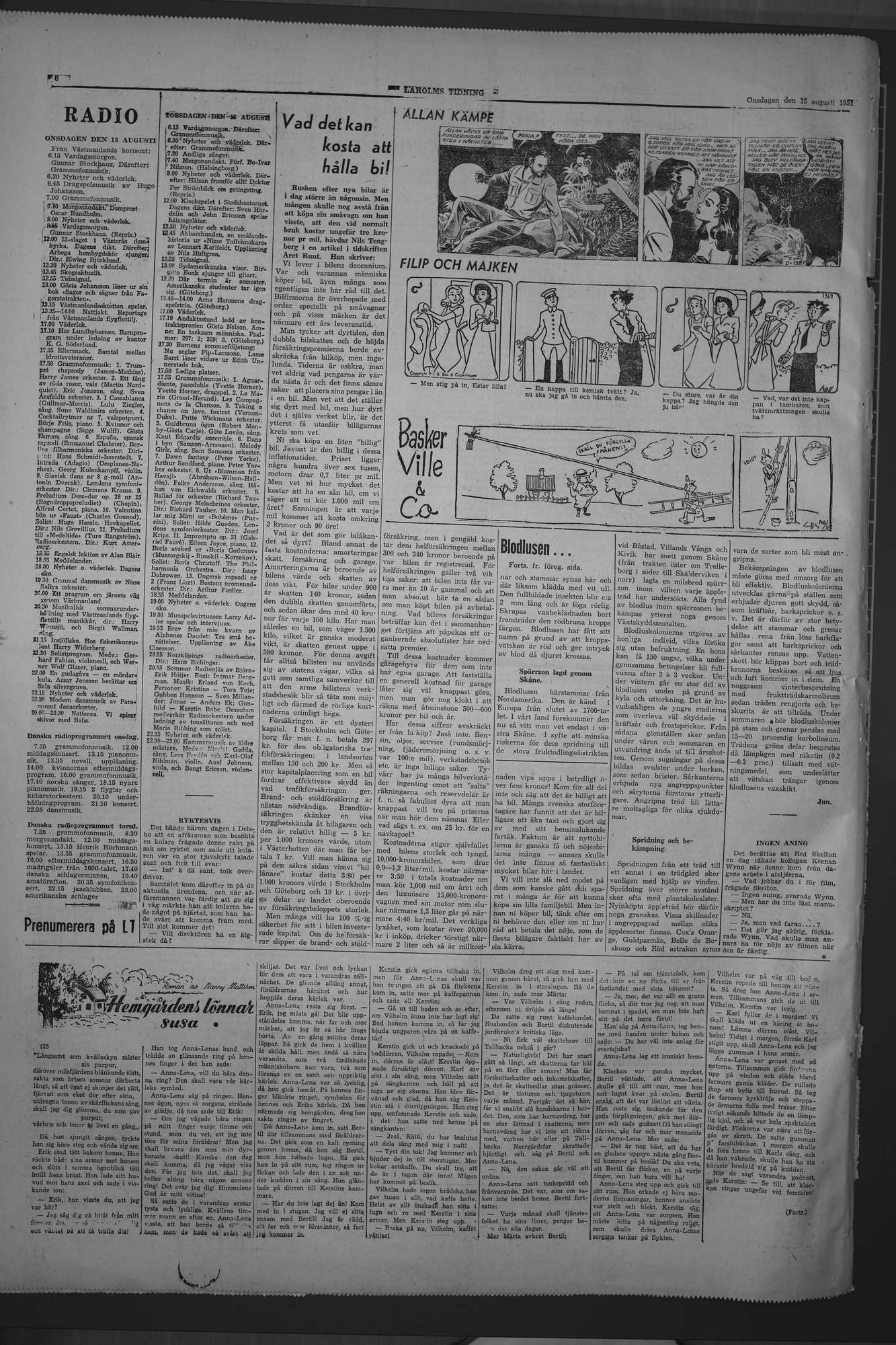 Laholms Tidning Onsdag 15 augusti 1951, sida 6