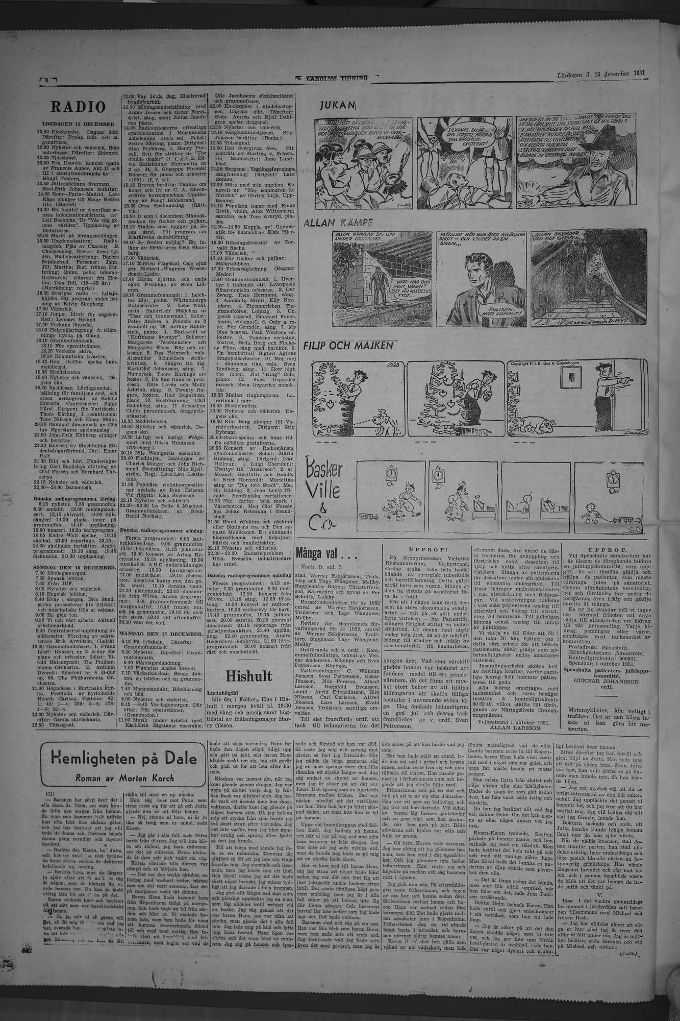 Laholms Tidning Lördag 15 december 1951, sida 8