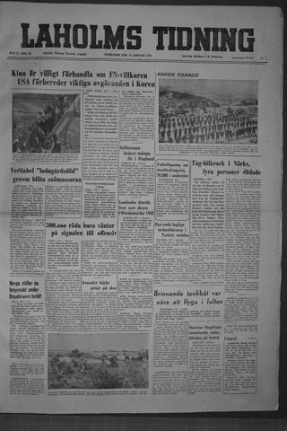 Förstasidan, Måndag 15 januari 1951