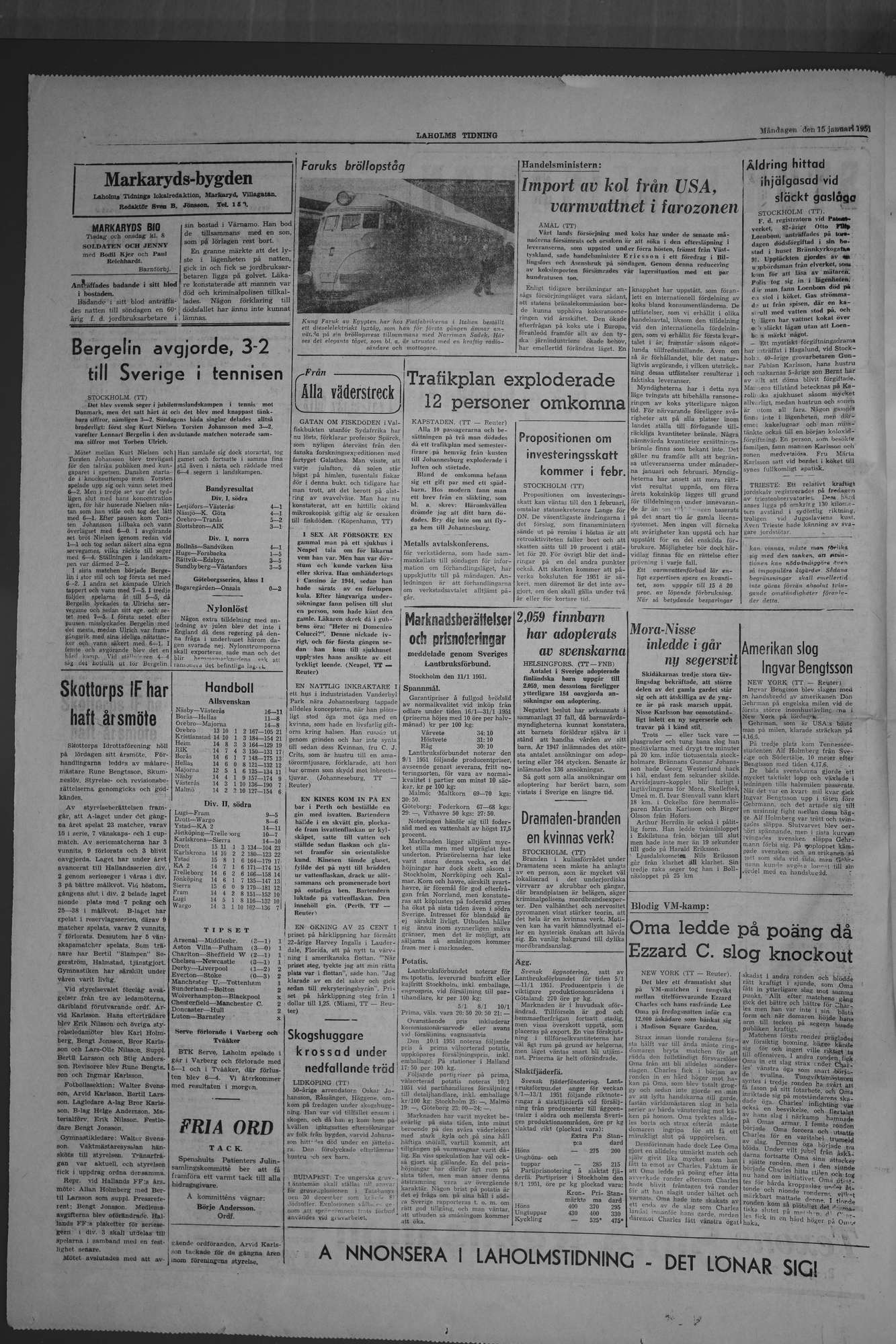 Laholms Tidning Måndag 15 januari 1951, sida 4