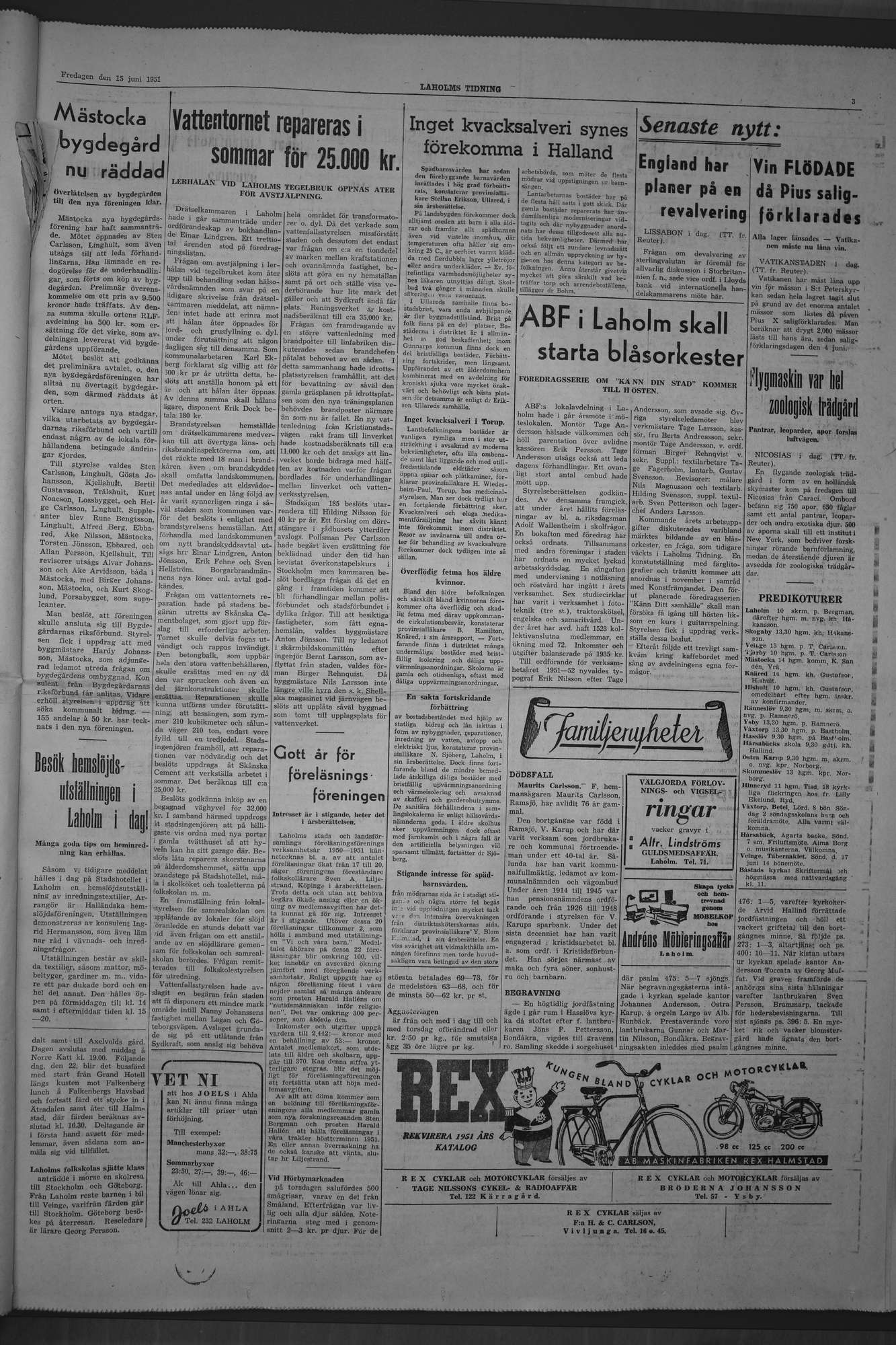 Laholms Tidning Fredag 15 juni 1951, sida 3