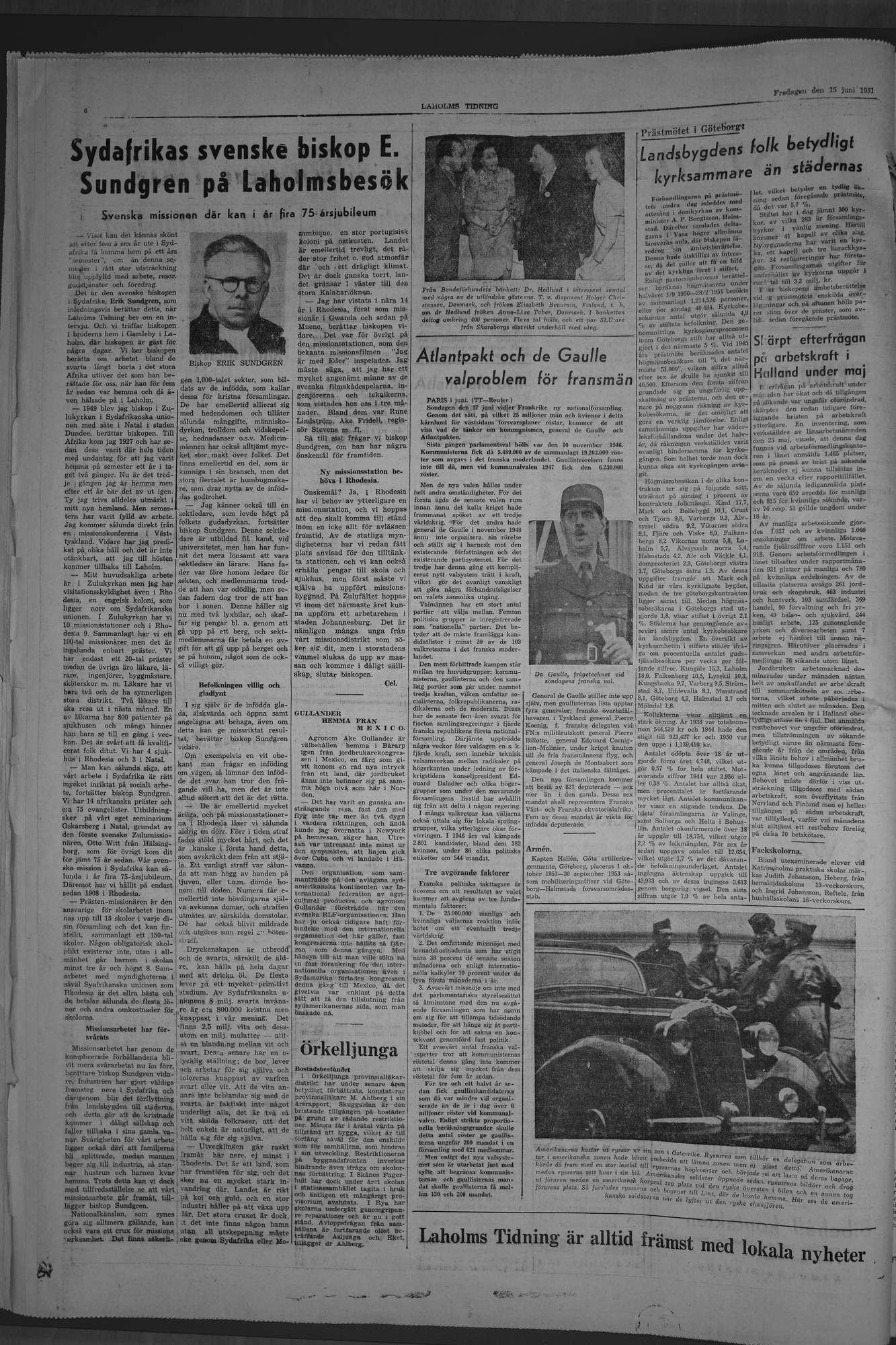 Laholms Tidning Fredag 15 juni 1951, sida 6