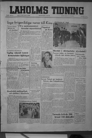 Förstasidan, Tisdag 15 maj 1951