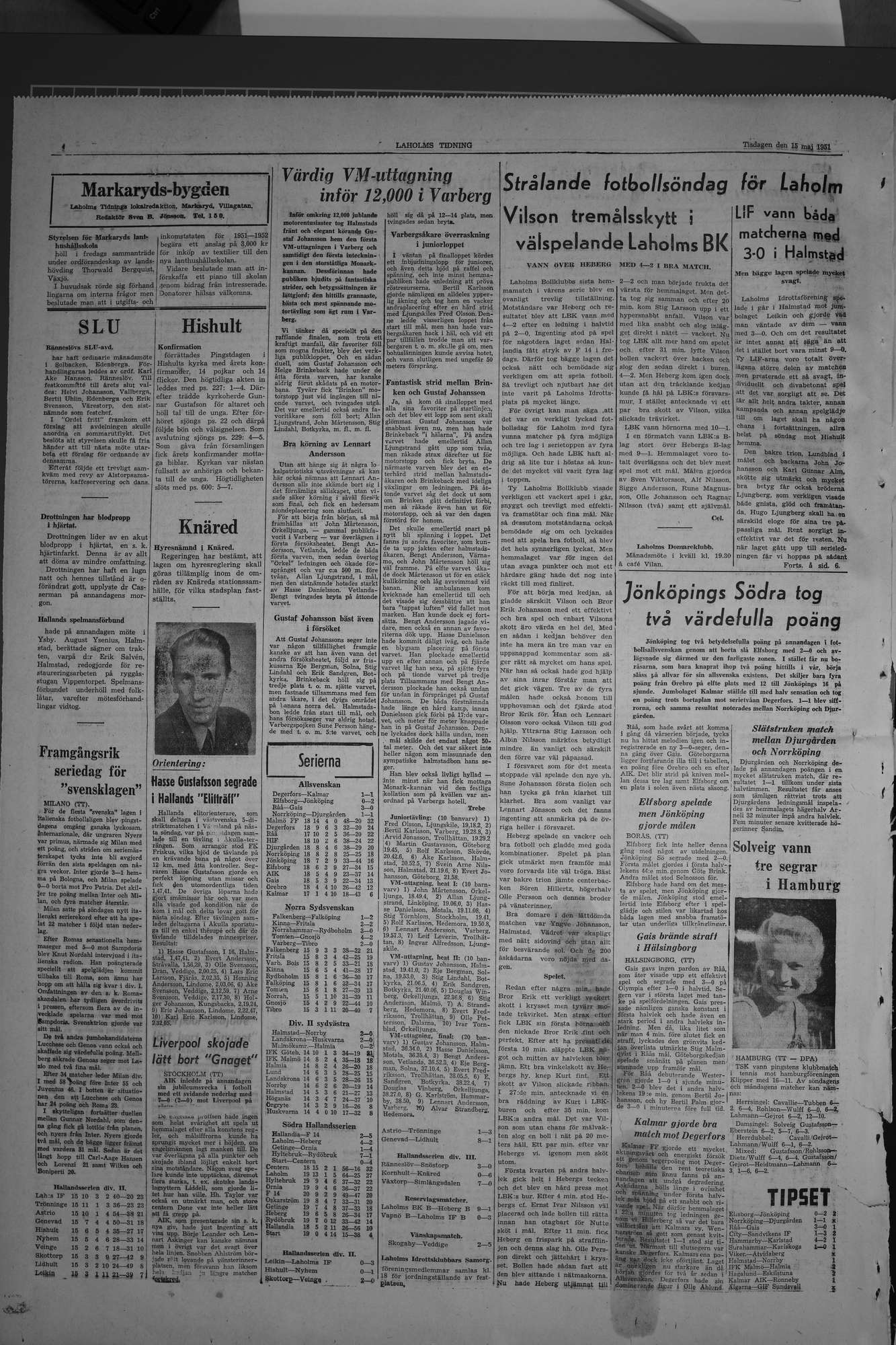 Laholms Tidning Tisdag 15 maj 1951, sida 4