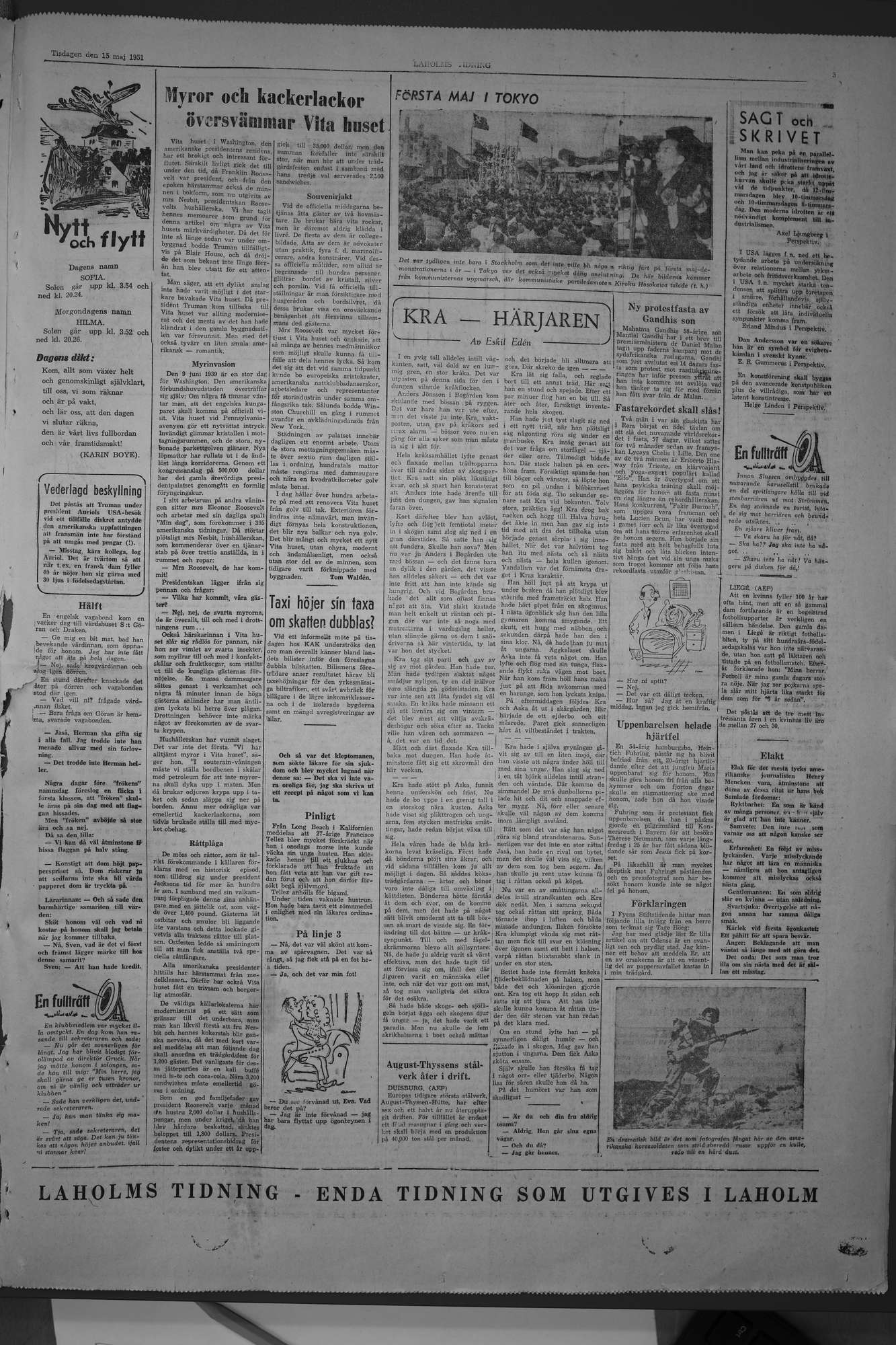 Laholms Tidning Tisdag 15 maj 1951, sida 5
