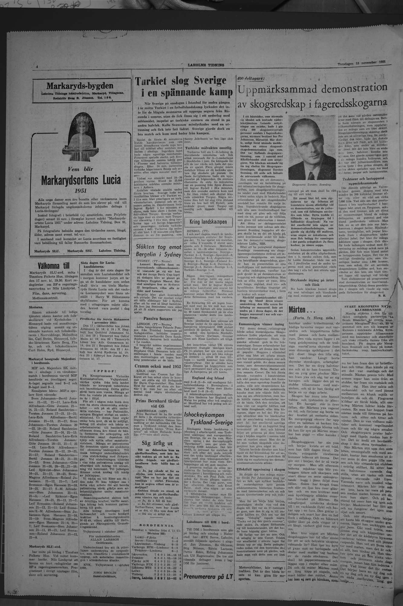 Laholms Tidning Torsdag 15 november 1951, sida 4