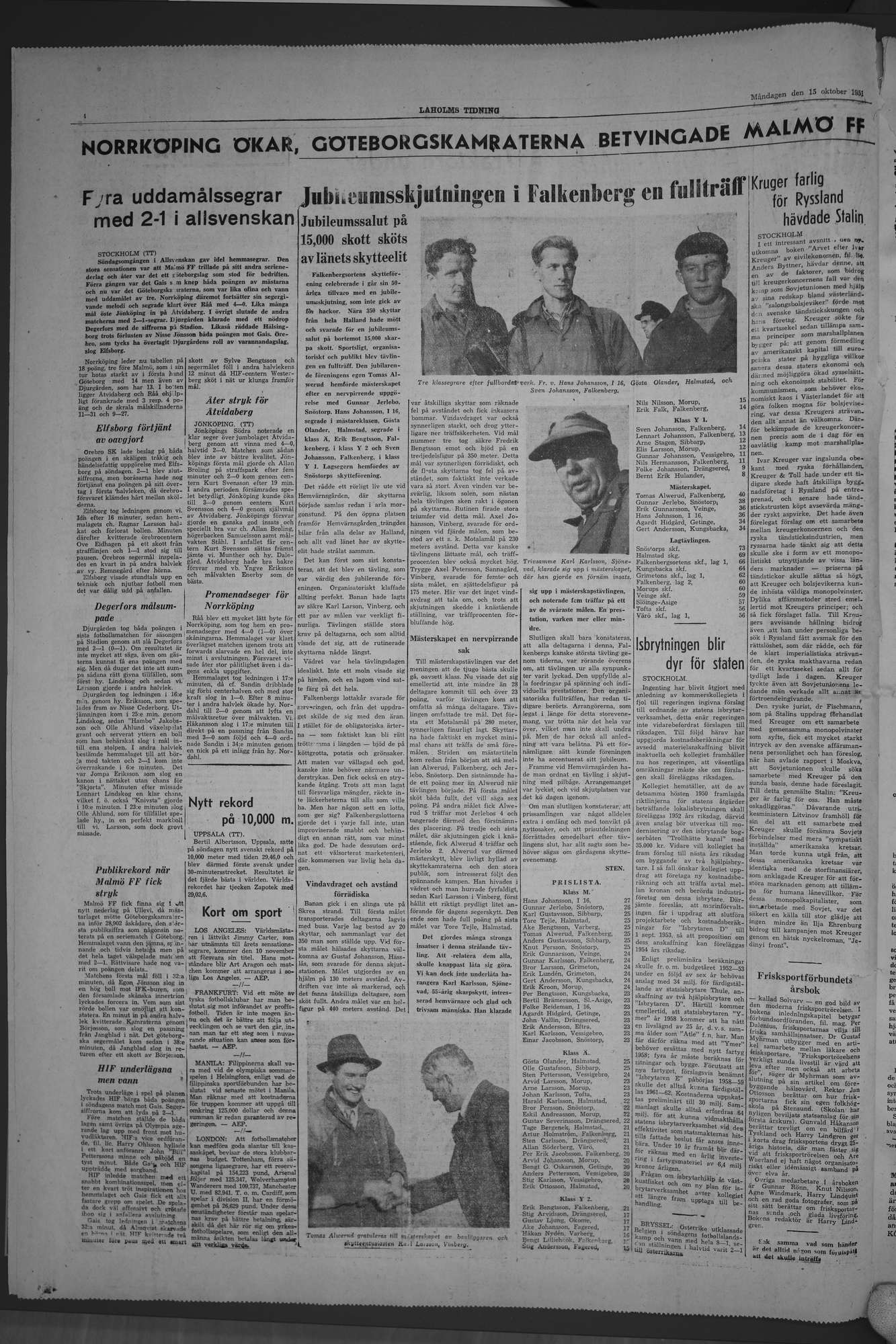 Laholms Tidning Måndag 15 oktober 1951, sida 4