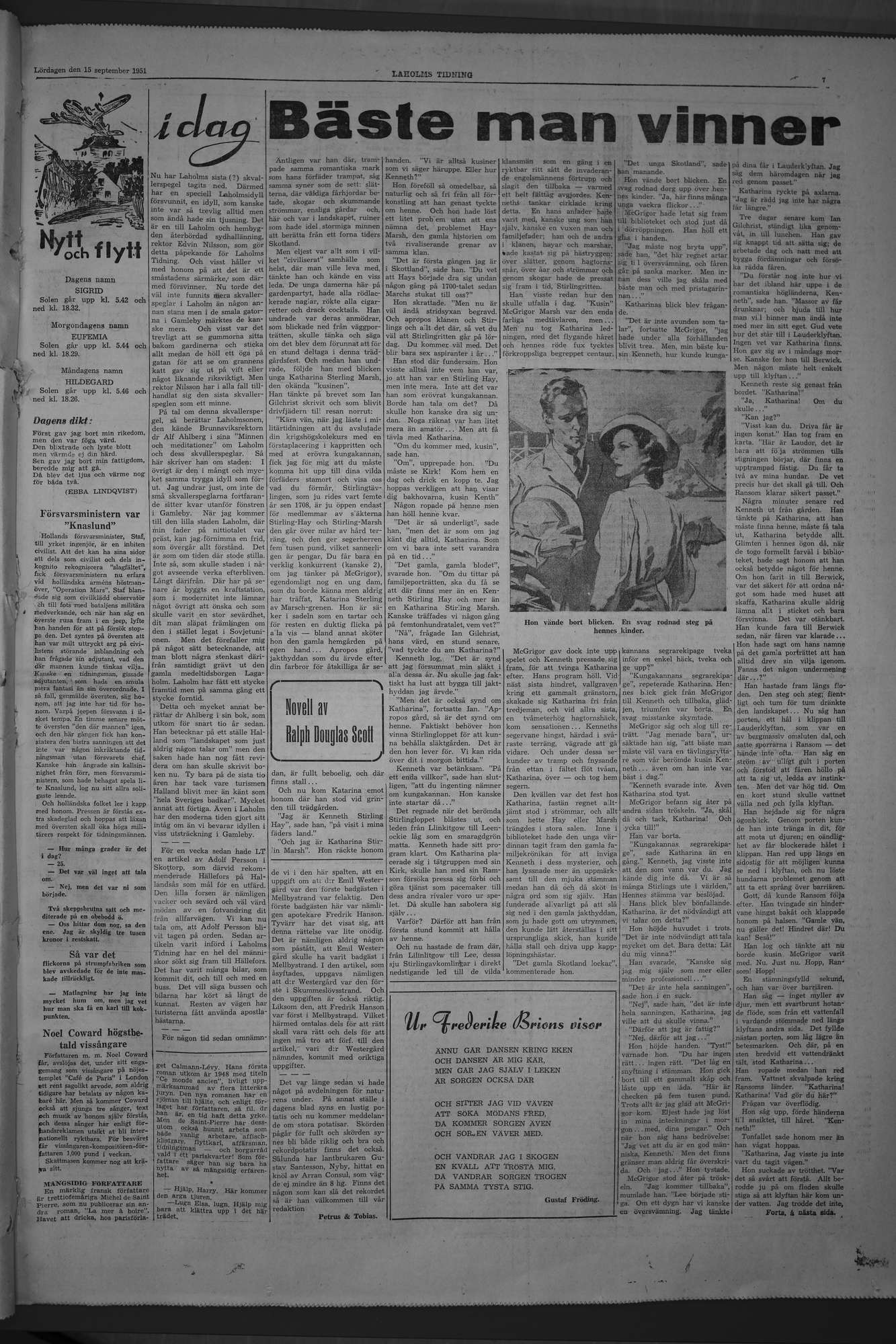 Laholms Tidning Lördag 15 september 1951, sida 7