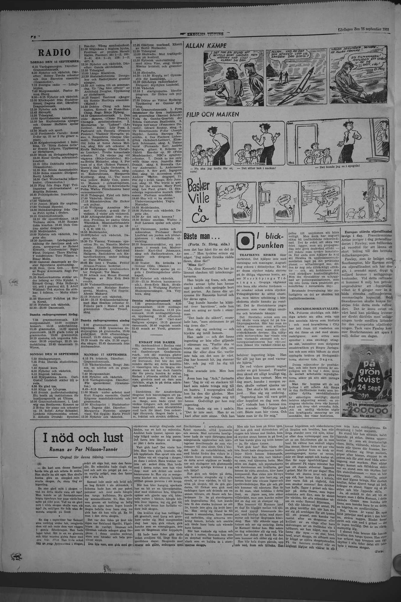 Laholms Tidning Lördag 15 september 1951, sida 8
