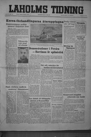 Förstasidan, Måndag 16 juli 1951