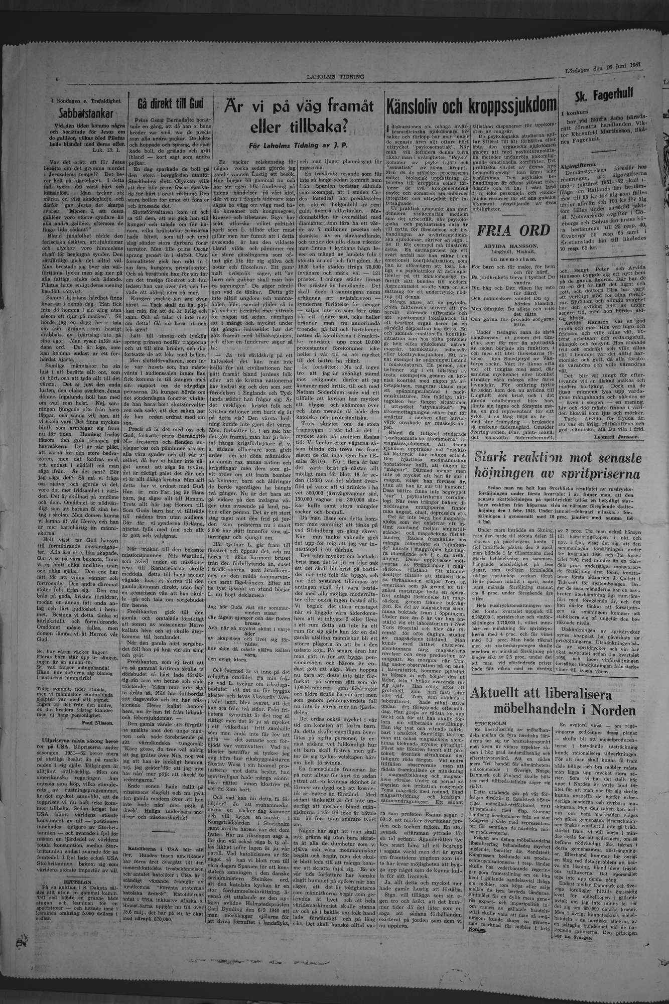 Laholms Tidning Lördag 16 juni 1951, sida 6